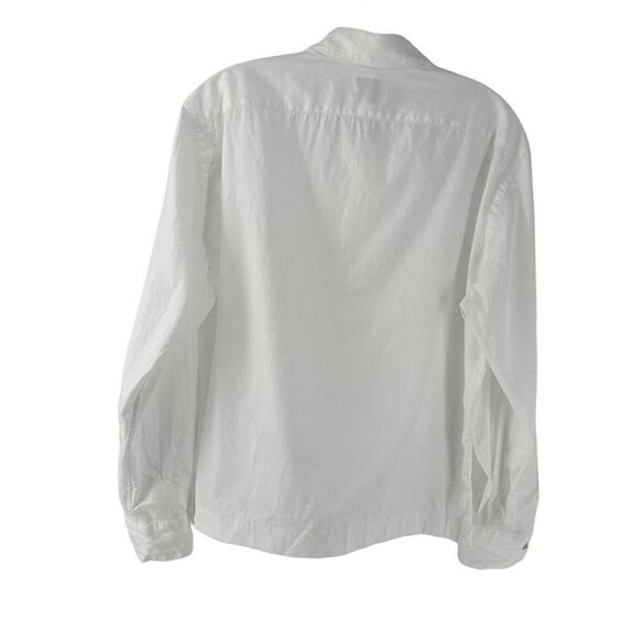 Giannetto Portofino Shirt Womens White Collared Snap Front Turquoise Detail L - Picture 4 of 8